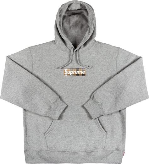 supreme burberry hoodie grey|supreme x burberry goat.